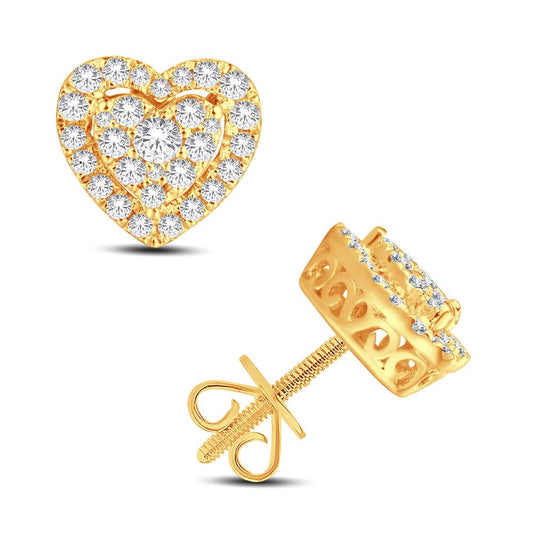 10 Karat All Yellow Gold 0.50 Carat Diamonds Heart Earrings-0126812-ALY