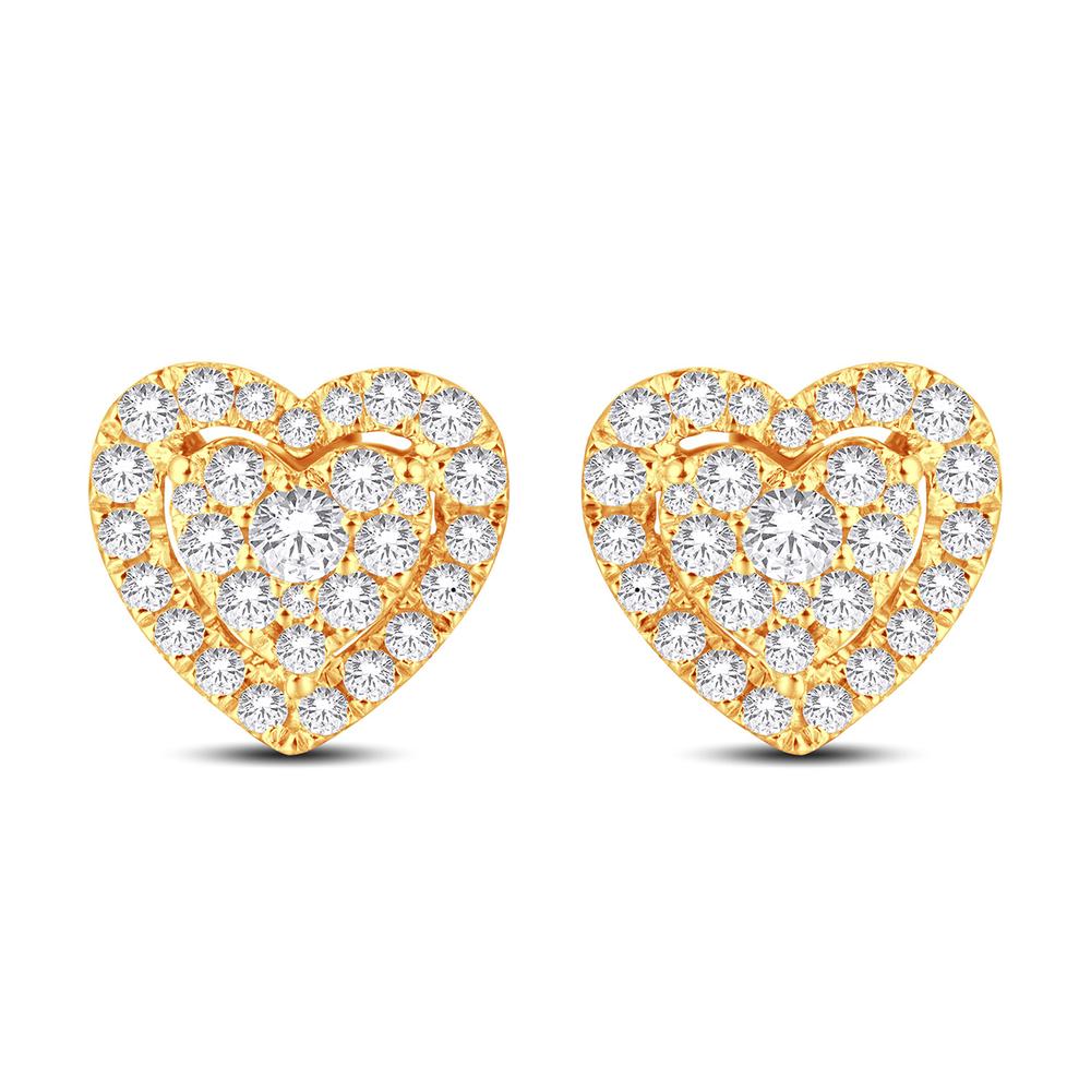 10 Karat All Yellow Gold 0.50 Carat Diamonds Heart Earrings-0126812-ALY