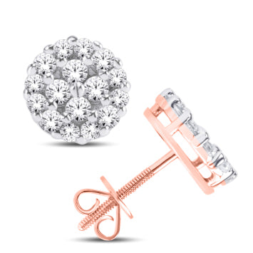 10 Karat Rose Gold 1.00 Carat Diamonds Round Earrings-0126818-RG