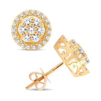 10 Karat All Yellow Gold 0.95 Carat Diamonds Round Earrings-0126819-ALY