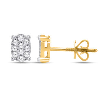 14 Karat Yellow Gold 0.33 Carat Diamonds Oval Earrings-0126906-YG