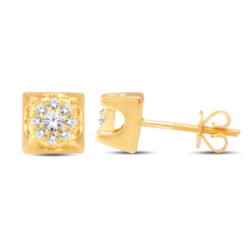 10 Karat All Yellow Gold 0.25 Carat Diamonds Square Earrings-0126980-ALY