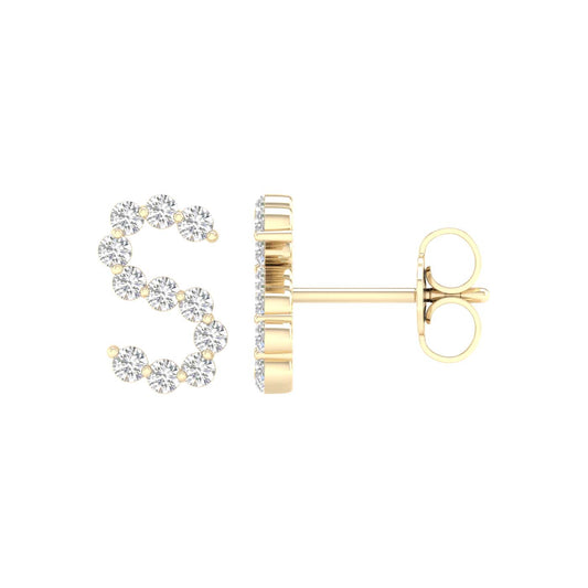 10 Karat Yellow Gold 0.25 Carat Diamonds Initial (S) Earrings-0127824-YG