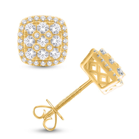 10 Karat All Yellow Gold 0.47 Carat Diamonds Cushion Earrings-0128019-ALY