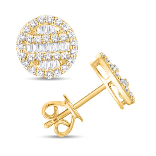 10 Karat All Yellow Gold 0.40 Carat Diamonds Round Earrings-0128047-ALY
