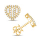 10 Karat All Yellow Gold 0.49 Carat Diamonds Round and Baguette Diamond Heart Earrings-0128048-ALY