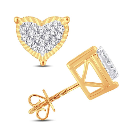 10 Karat Yellow Gold 0.12 Carat Diamonds Heart Earrings-0128053-YG