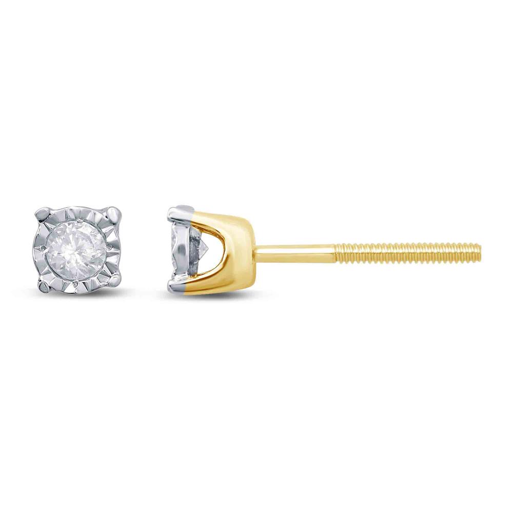 10 Karat Yellow Gold 0.10 Carat Diamonds Round Earrings-0129051-YG