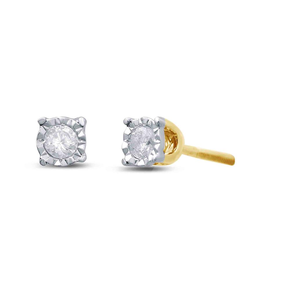10 Karat Yellow Gold 0.10 Carat Diamonds Round Earrings-0129051-YG