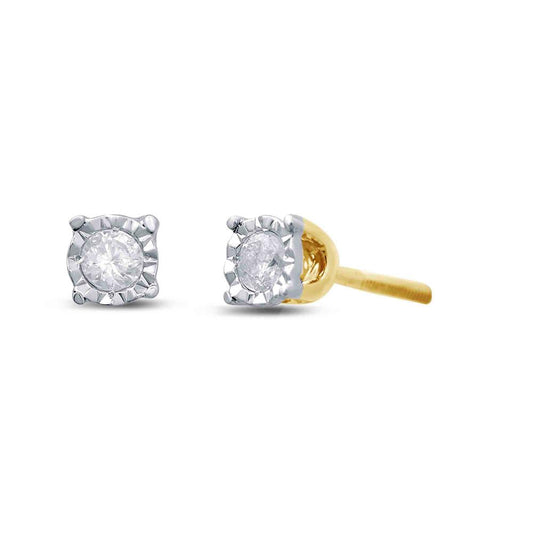 10 Karat Yellow Gold 0.10 Carat Diamonds Round Earrings-0129051-YG