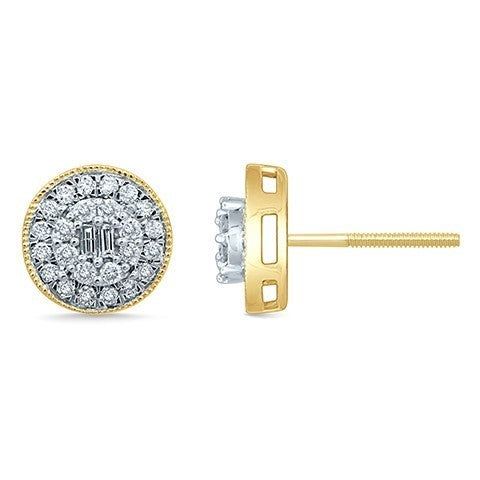 10 Karat Yellow Gold 0.40 Carat Diamonds Round Earrings-0129905-YG