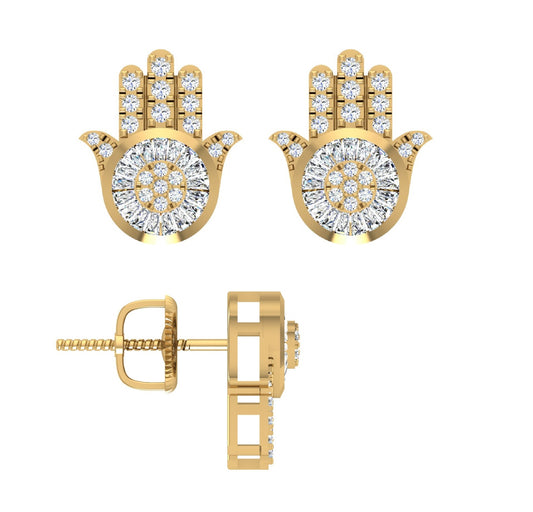 10 Karat Yellow Gold 0.40 Carat Diamonds Hamsa Earrings-0130024-YG