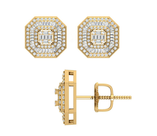 10 Karat Yellow Gold 1.00 Carat Diamonds Heptagon Earrings-0130027-YG