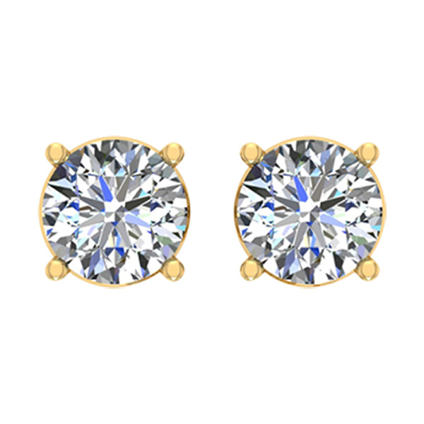 14 Karat Yellow Gold 0.64 Carat Diamonds Round Earrings-0130036-YG