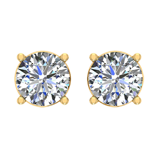 14 Karat Yellow Gold 0.64 Carat Diamonds Round Earrings-0130036-YG
