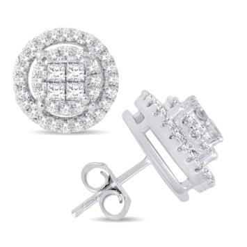 10 Karat White Gold 0.50 Carat Diamonds Round Earrings-0132057-WG