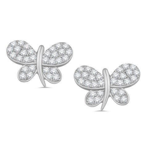 10 Karat White Gold 0.43 Carat Diamonds Butterfly Earrings-0132123-WG
