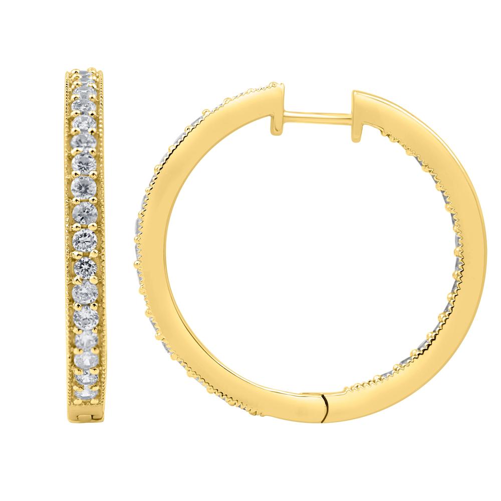 10 Karat All Yellow Gold 1.83 Carat Diamonds Classic Hoops Earrings-0132159-ALY