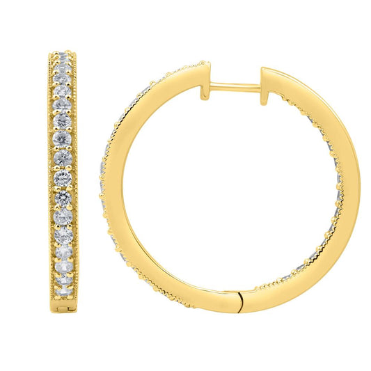 10 Karat All Yellow Gold 1.83 Carat Diamonds Classic Hoops Earrings-0132159-ALY