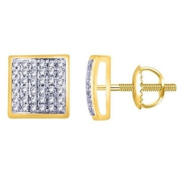 10 Karat Yellow Gold 0.15 Carat Diamonds Square Earrings-0133126-YG