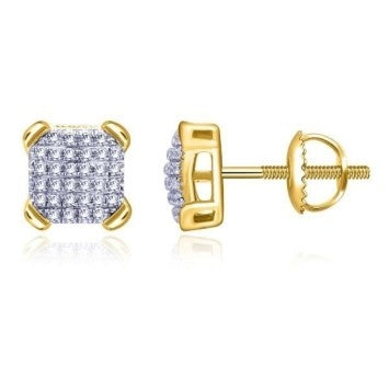 10 Karat Yellow Gold 0.15 Carat Diamonds Square Earrings-0133278-YG