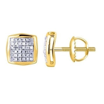 10 Karat Yellow Gold 0.10 Carat Diamonds Square Earrings-0133520-YG