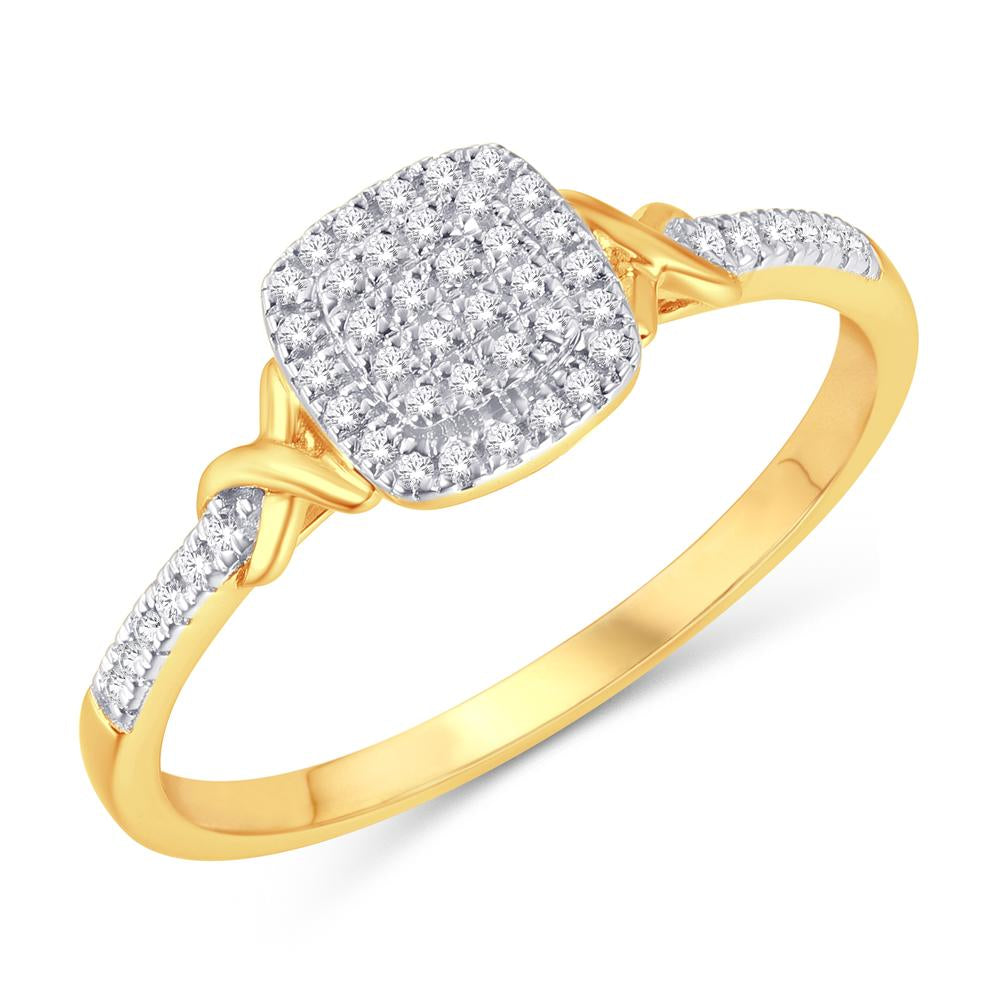 10 Karat Yellow Gold 0.12 Carat Diamonds Cushion Ladies Ring-0224012-YG