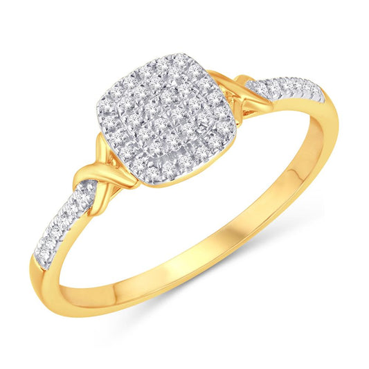 10 Karat Yellow Gold 0.12 Carat Diamonds Cushion Ladies Ring-0224012-YG