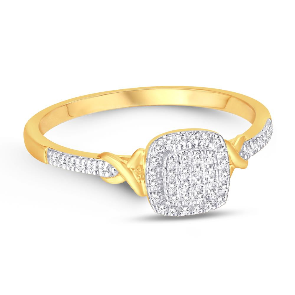 10 Karat Yellow Gold 0.12 Carat Diamonds Cushion Ladies Ring-0224012-YG