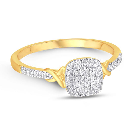 10 Karat Yellow Gold 0.12 Carat Diamonds Cushion Ladies Ring-0224012-YG