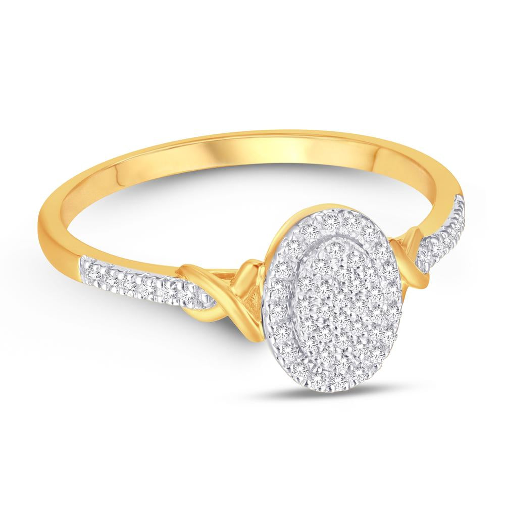 10 Karat Yellow Gold 0.13 Carat Diamonds Oval Ladies Ring-0224013-YG