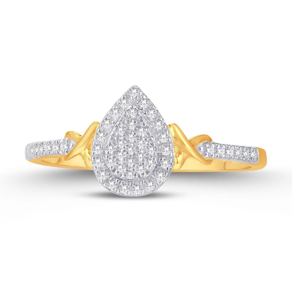 10 Karat Yellow Gold 0.11 Carat Diamonds Pear Ladies Ring-0224014-YG