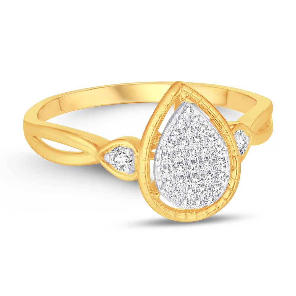 10 Karat Yellow Gold 0.15 Carat Diamonds Pear Ladies Ring-0224016-YG