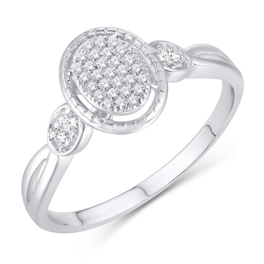 10 Karat White Gold 0.14 Carat Diamonds Oval Ladies Ring-0224017-WG