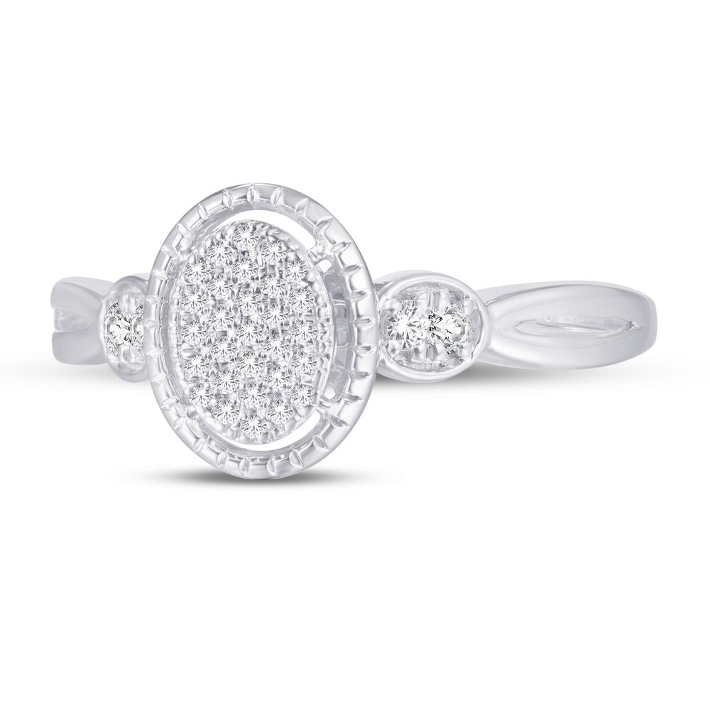 10 Karat White Gold 0.14 Carat Diamonds Oval Ladies Ring-0224017-WG