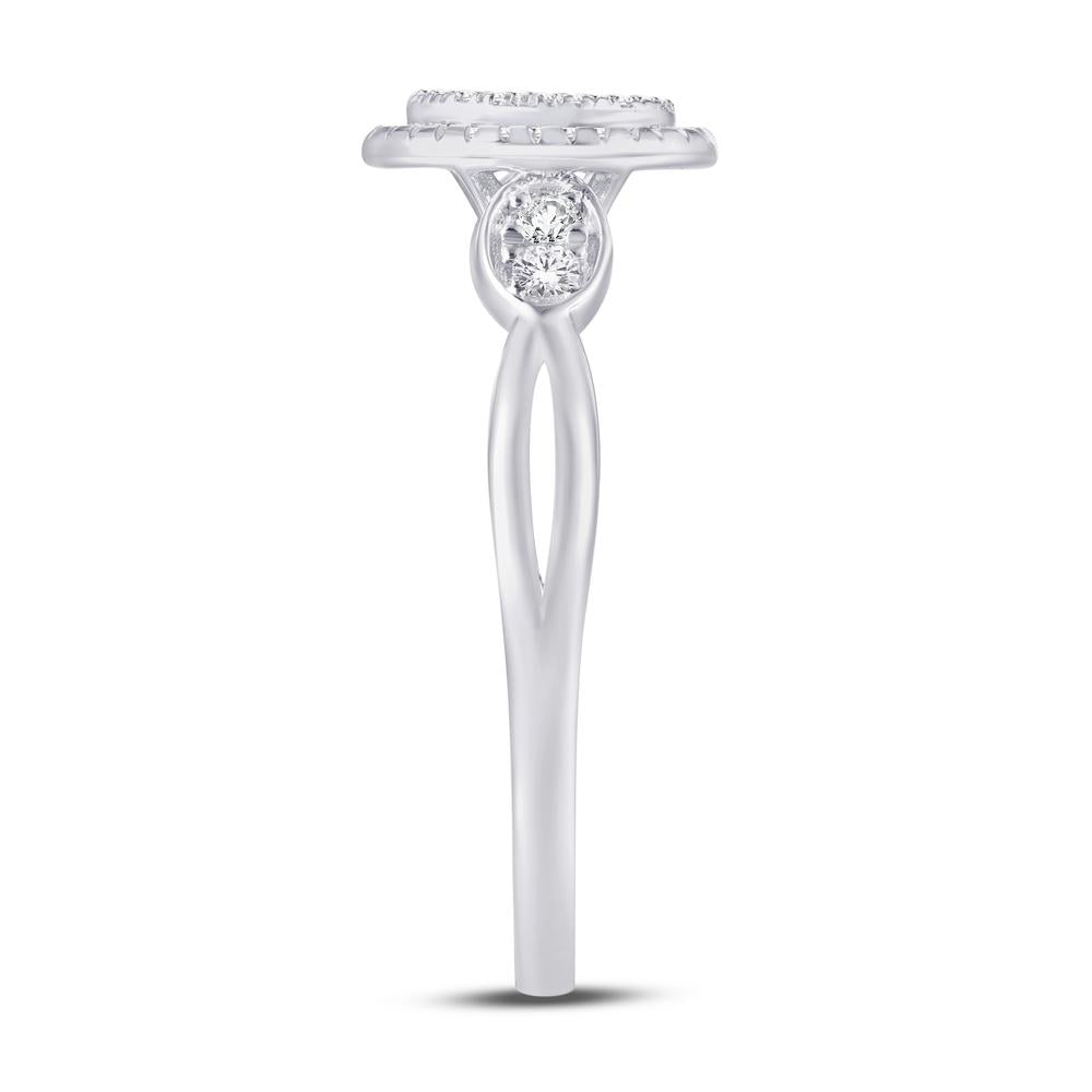 10 Karat White Gold 0.14 Carat Diamonds Oval Ladies Ring-0224017-WG