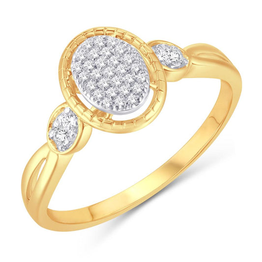 10 Karat Yellow Gold 0.14 Carat Diamonds Oval Ladies Ring-0224017-YG