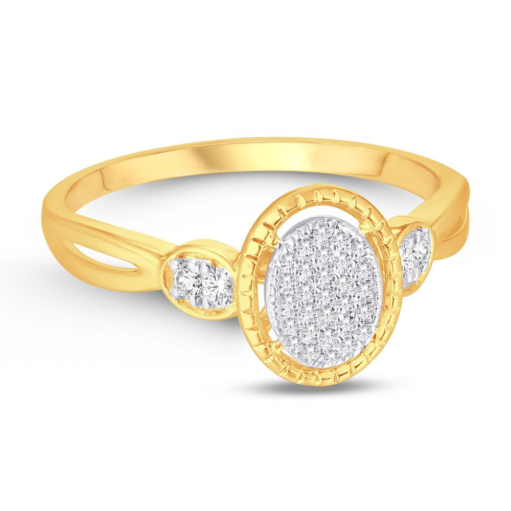 10 Karat Yellow Gold 0.14 Carat Diamonds Oval Ladies Ring-0224017-YG