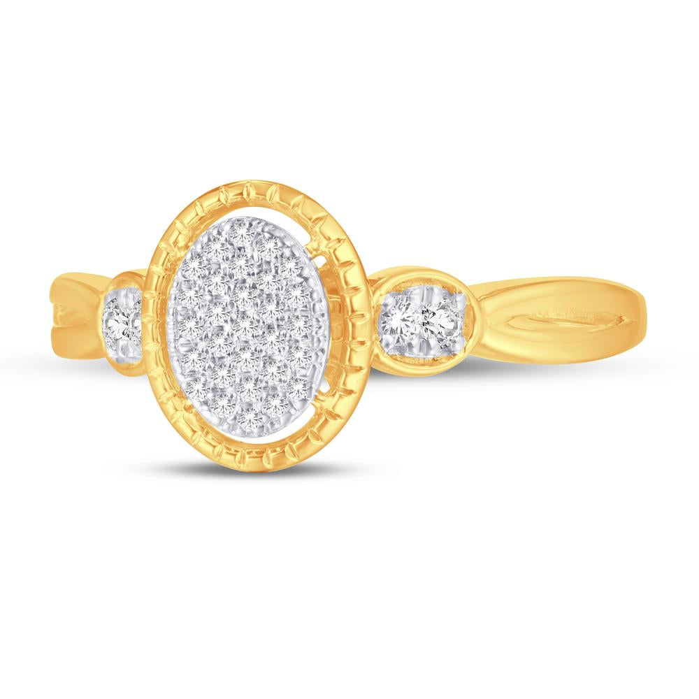 10 Karat Yellow Gold 0.14 Carat Diamonds Oval Ladies Ring-0224017-YG