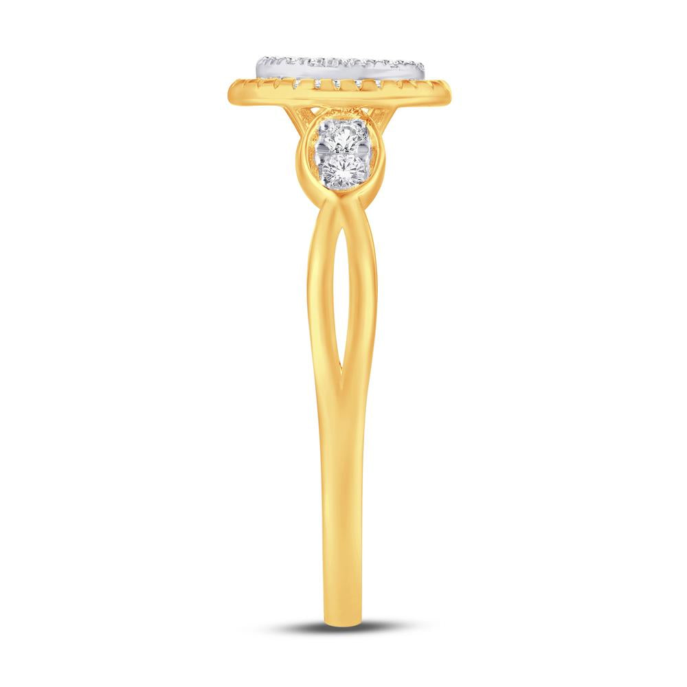 10 Karat Yellow Gold 0.14 Carat Diamonds Oval Ladies Ring-0224017-YG