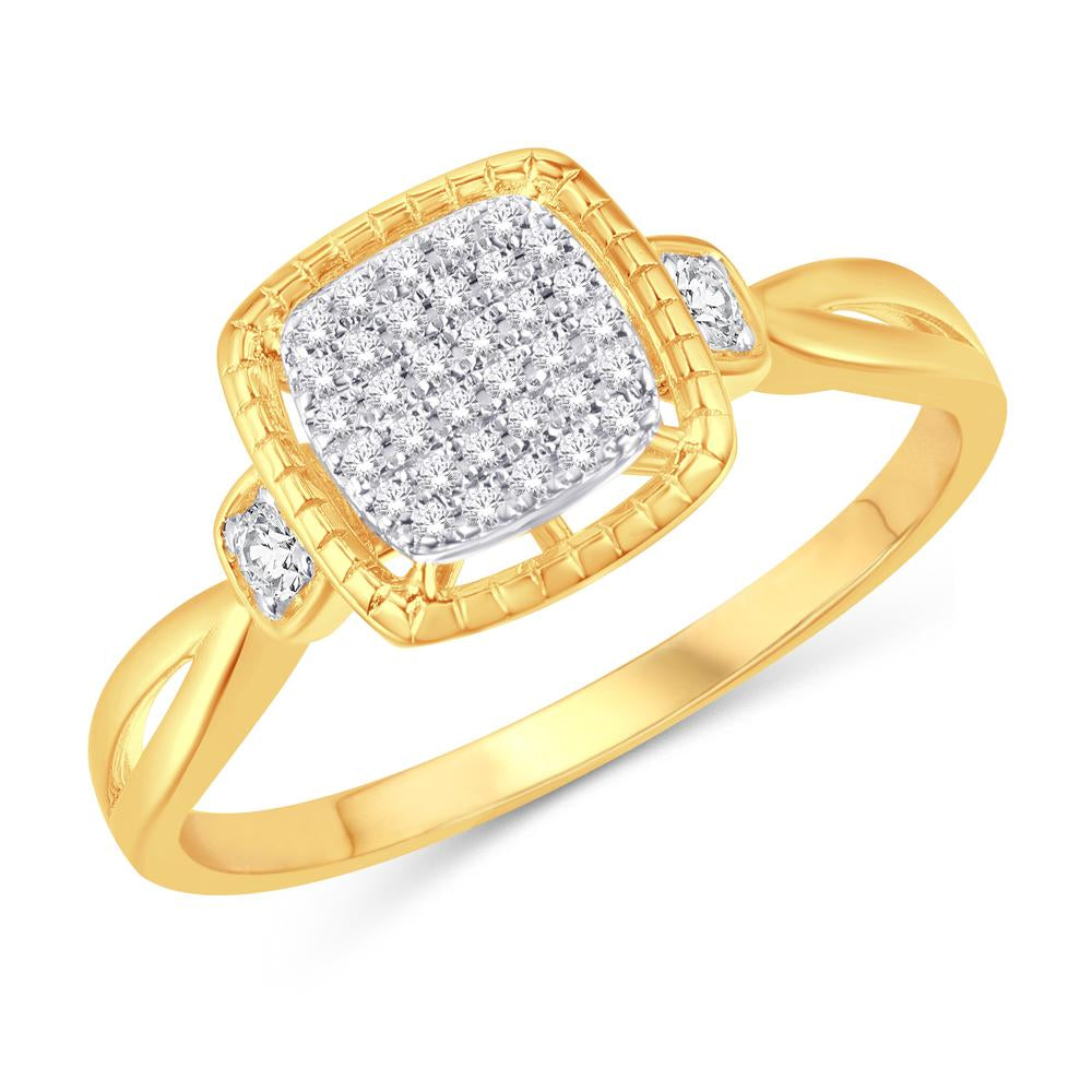 10 Karat Yellow Gold 0.12 Carat Diamonds Cushion Ladies Ring-0224018-YG