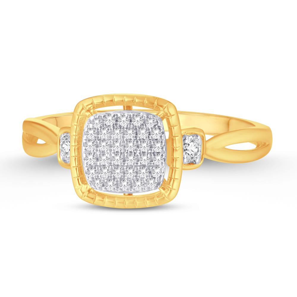 10 Karat Yellow Gold 0.12 Carat Diamonds Cushion Ladies Ring-0224018-YG