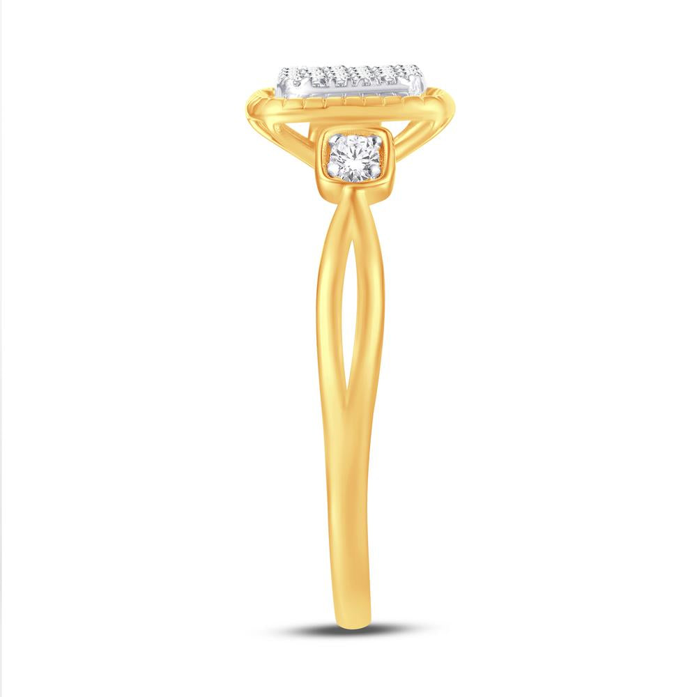 10 Karat Yellow Gold 0.12 Carat Diamonds Cushion Ladies Ring-0224018-YG