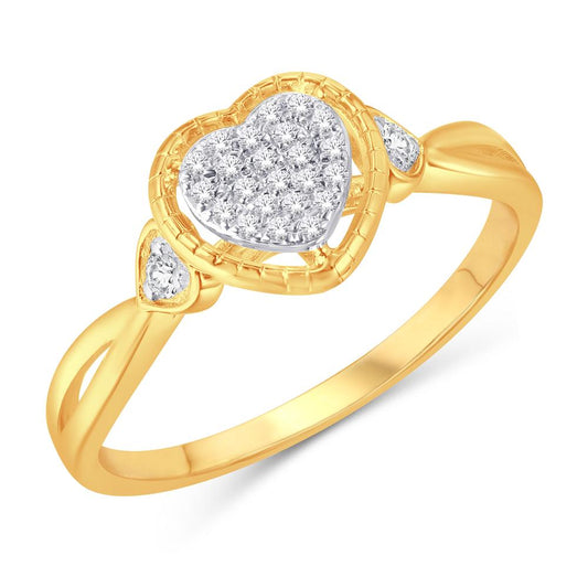10 Karat Yellow Gold 0.12 Carat Diamonds Heart Ladies Ring-0224020-YG