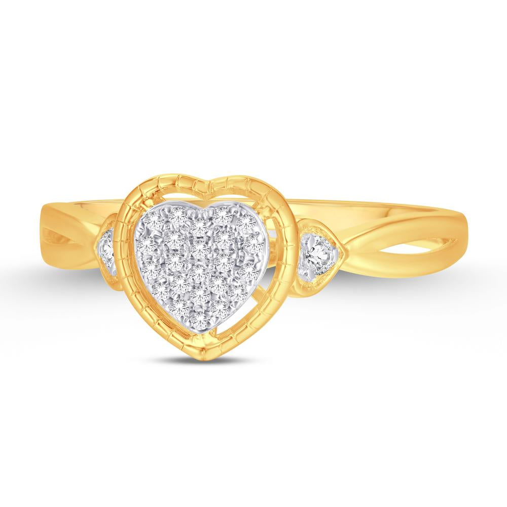 10 Karat Yellow Gold 0.12 Carat Diamonds Heart Ladies Ring-0224020-YG
