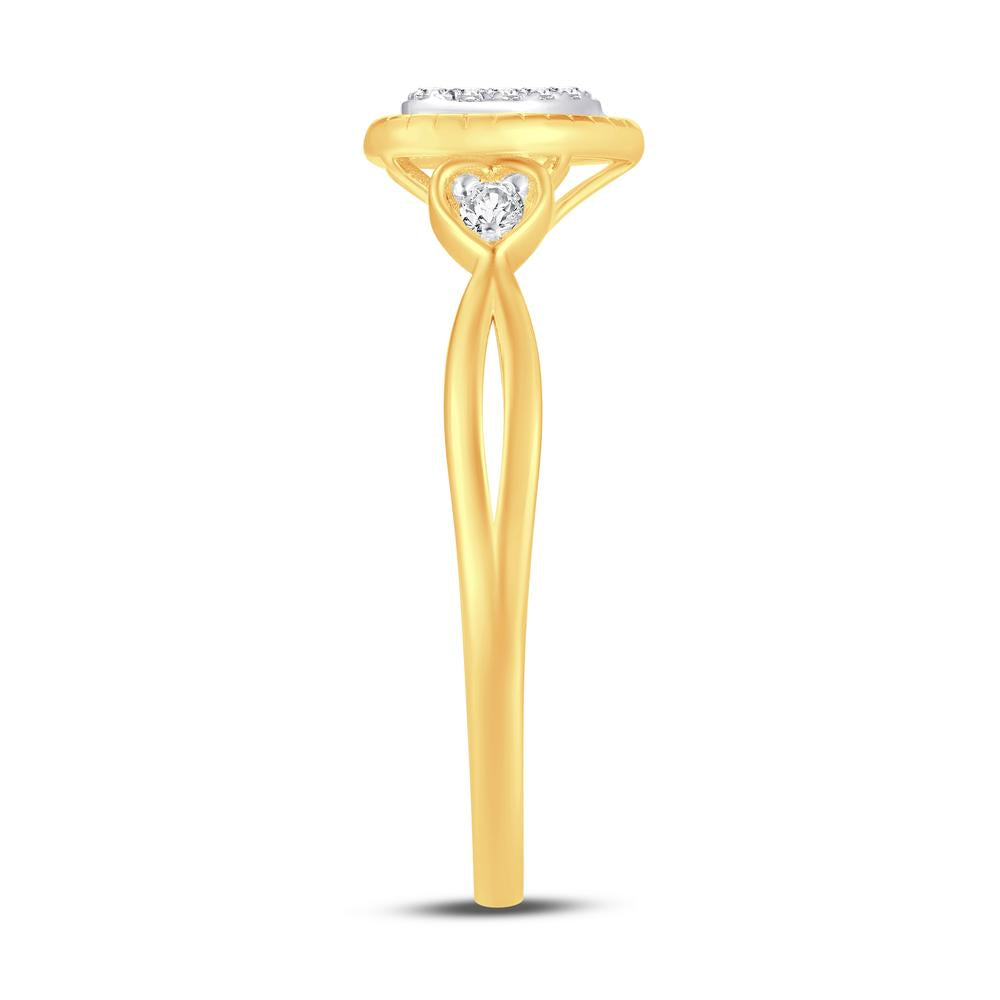 10 Karat Yellow Gold 0.12 Carat Diamonds Heart Ladies Ring-0224020-YG