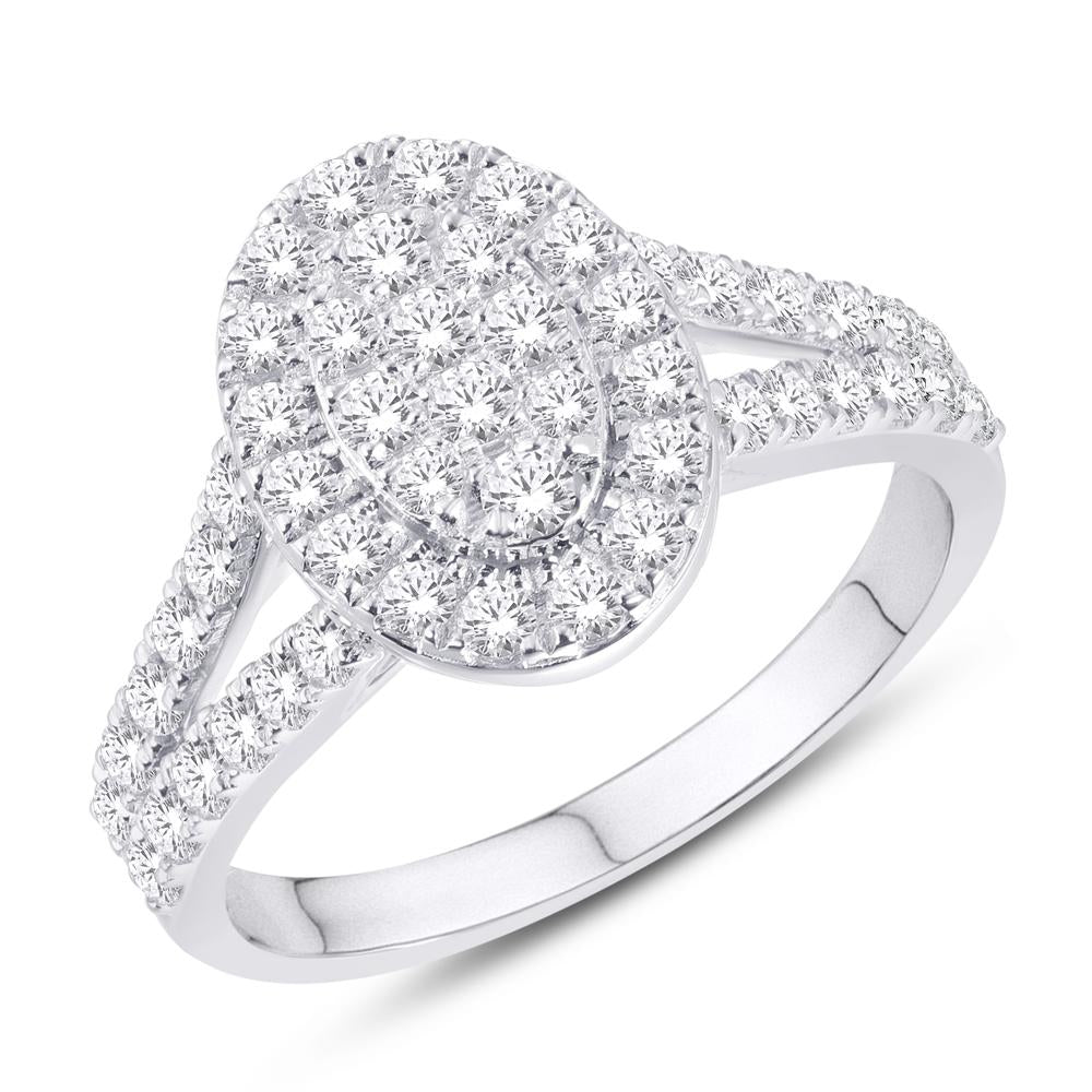 10 Karat White Gold 0.99 Carat Diamonds Oval Ladies Ring-0224026-WG