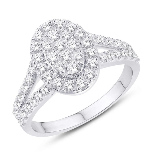 10 Karat White Gold 0.99 Carat Diamonds Oval Ladies Ring-0224026-WG