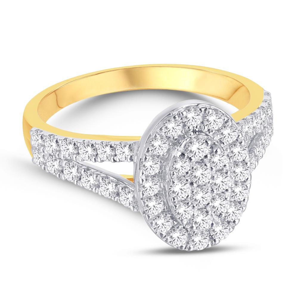 10 Karat Yellow Gold 0.99 Carat Diamonds Oval Ladies Ring-0224026-YG