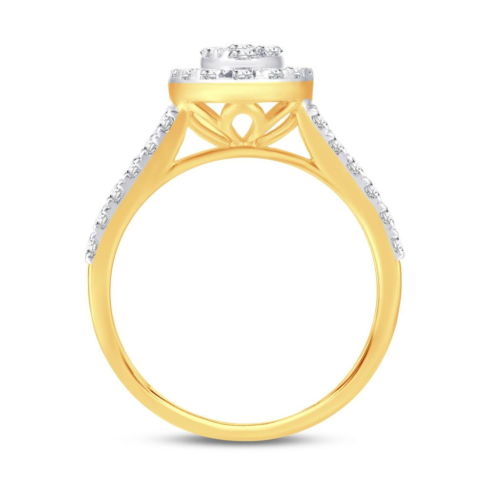 10 Karat Yellow Gold 0.99 Carat Diamonds Oval Ladies Ring-0224026-YG